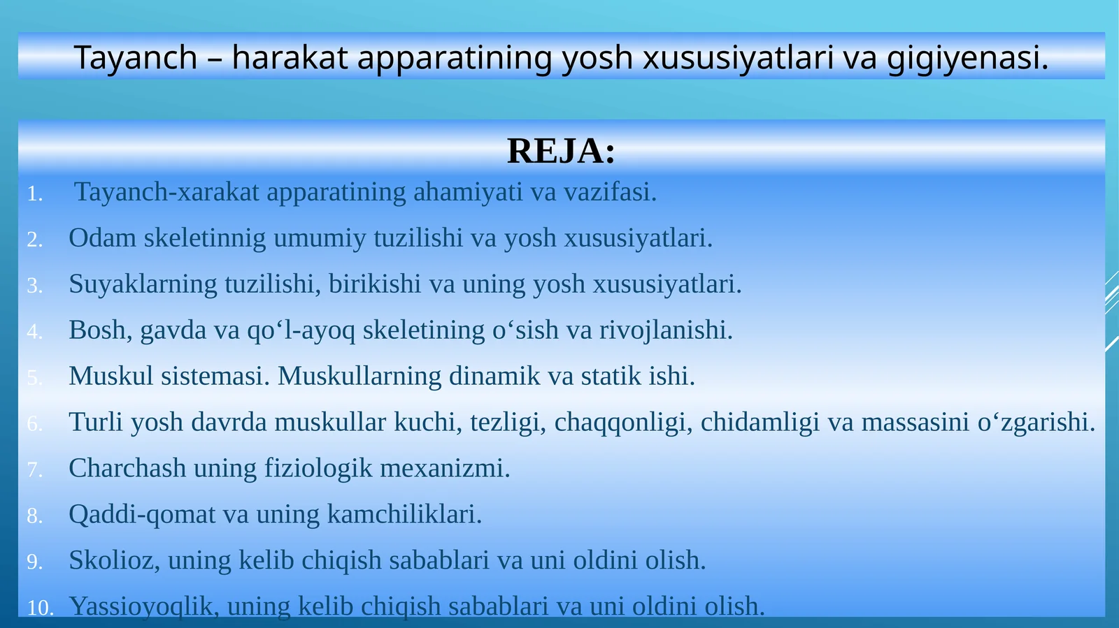 Tayanch-xarakat apparatiningahamiyati va vazifasi