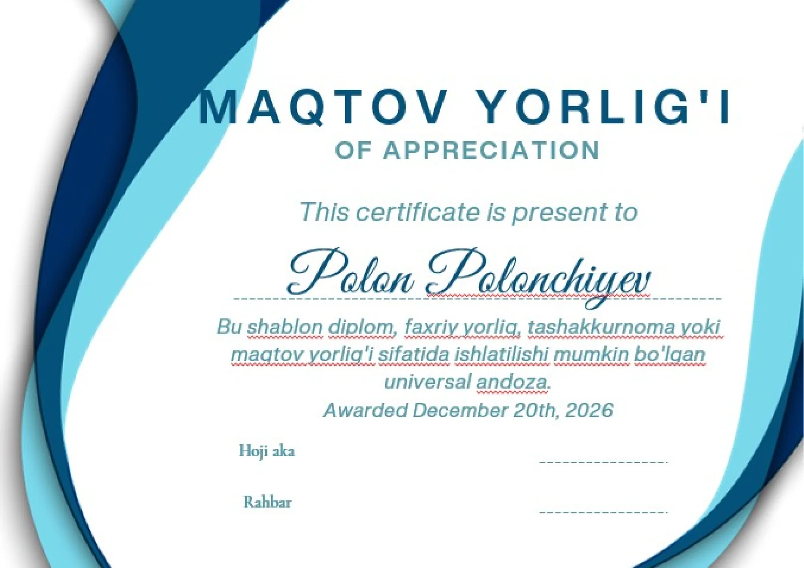 MAQTOV YORLIG'I