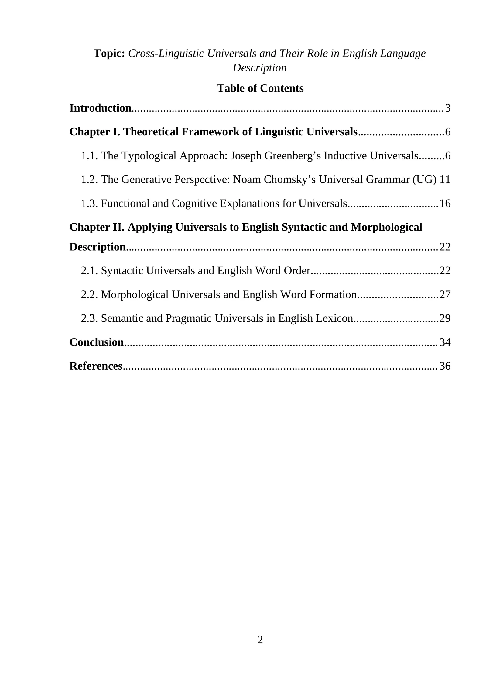 Cross-Linguistic Universals and Their Role in English Language Description
