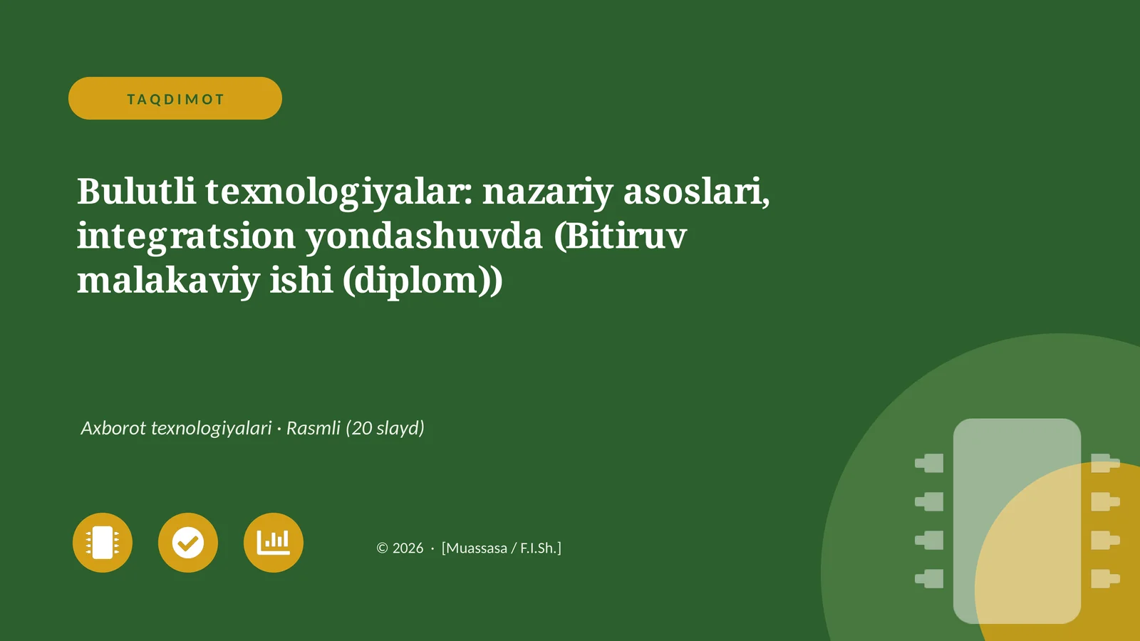 Bulutli texnologiyalar: nazariy asoslari, integratsion yondashuvda (Bitiruv malakaviy ishi (diplom))