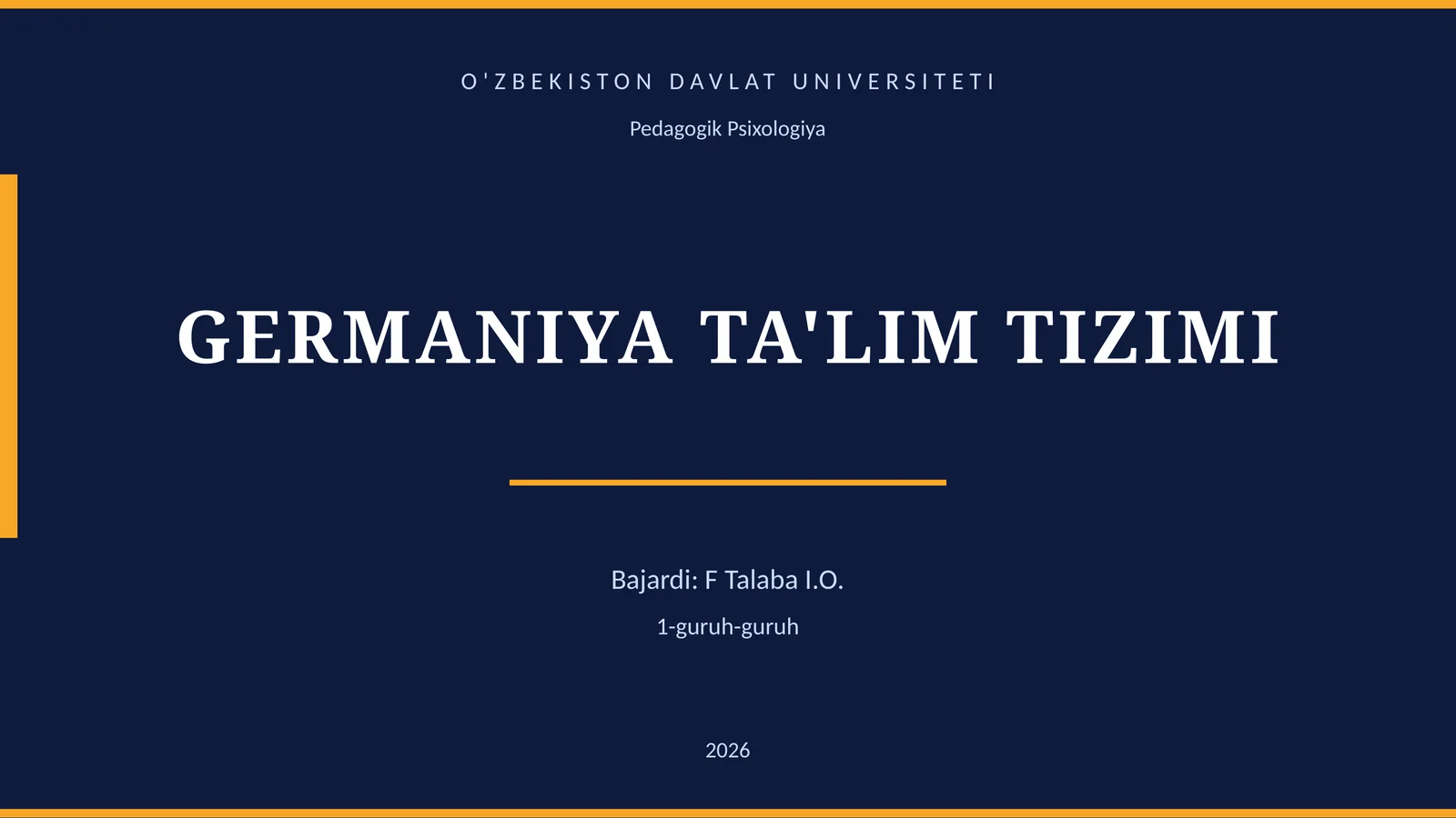 GERMANIYA TA'LIM TIZIMI