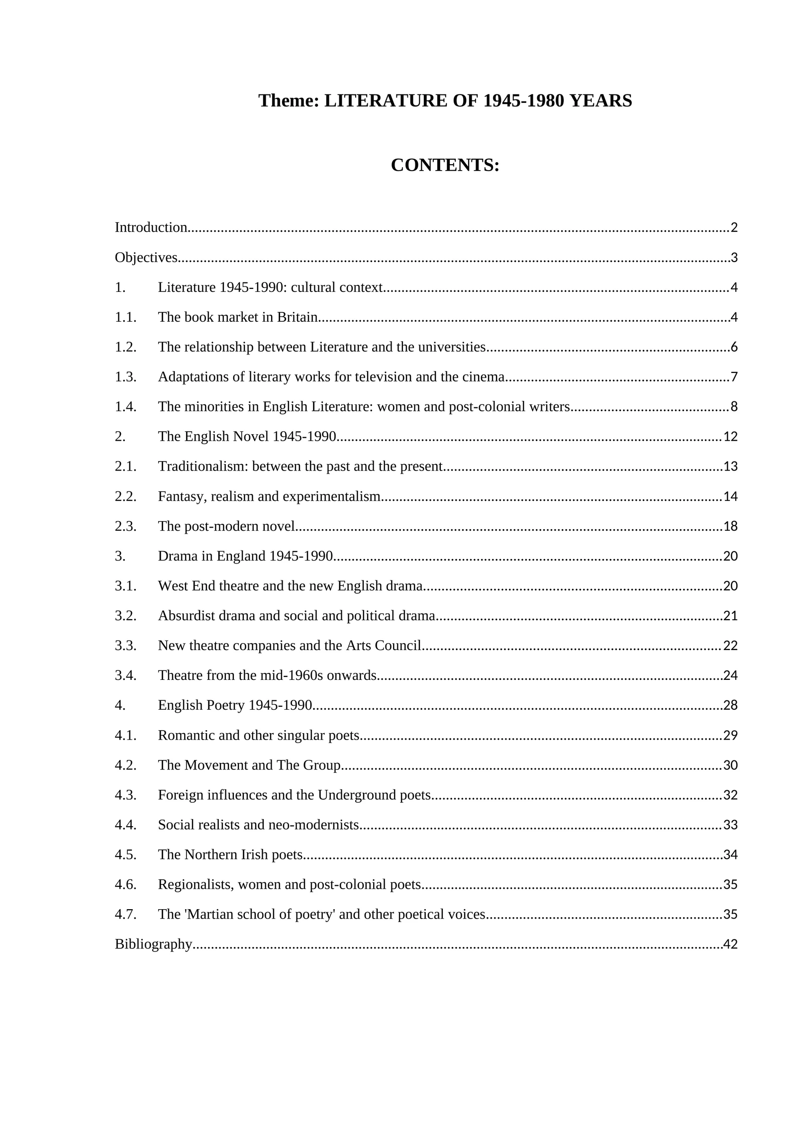 Literature of 1945-1980 years