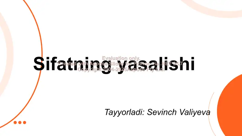 Sifatning yasalishi