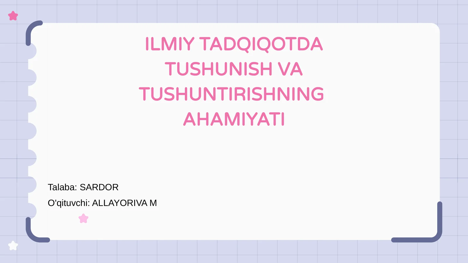 ILMIY TADQIQOTDA TUSHUNISH VA TUSHUNTIRISHNING AHAMIYATI