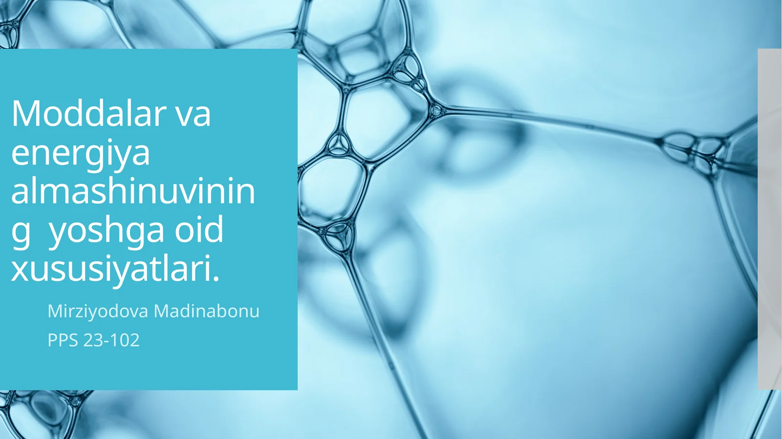 Moddalar va energiya almashinuvining yoshga oid xususiyatlari