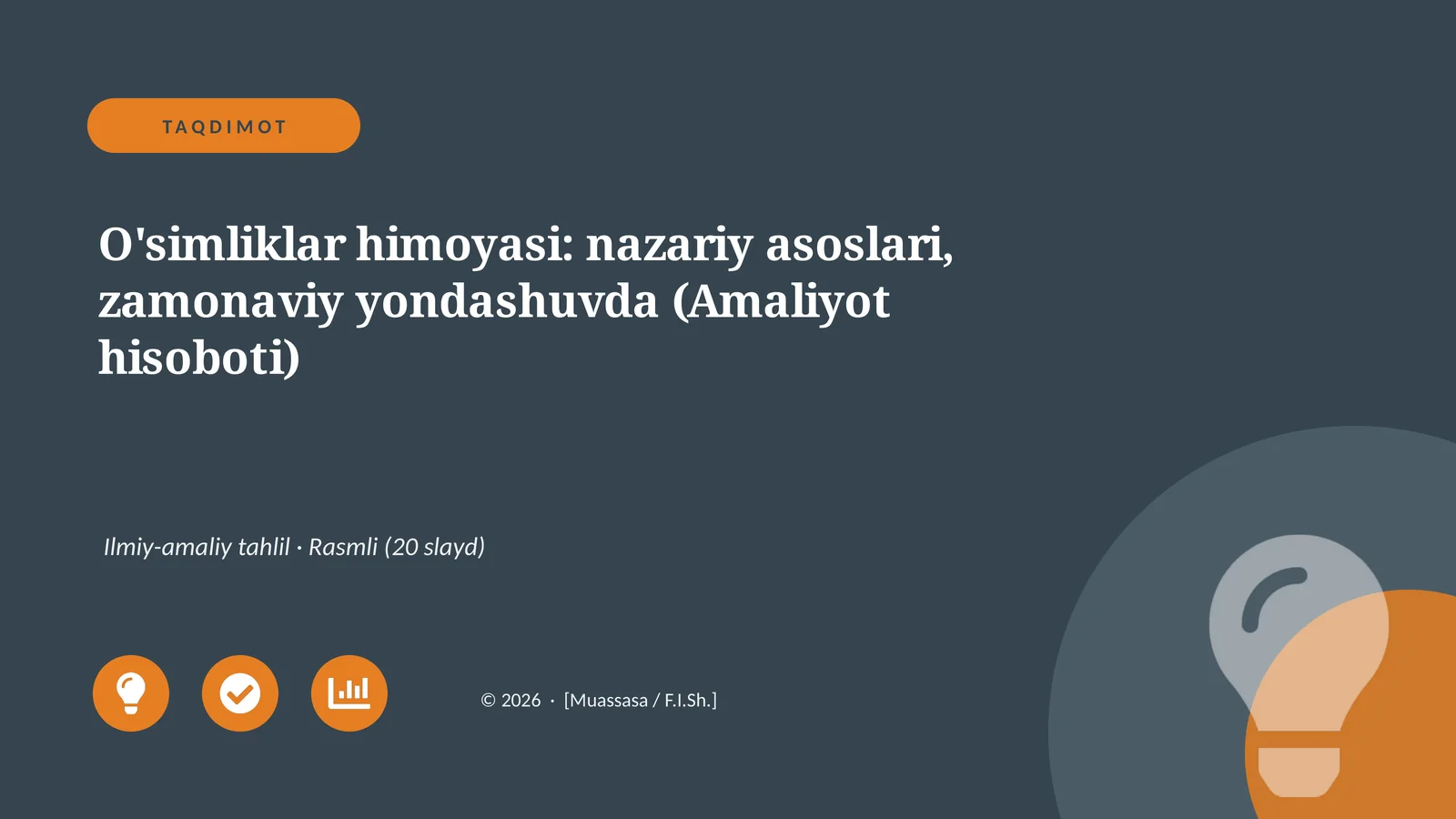 O'simliklar himoyasi: nazariy asoslari, zamonaviy yondashuvda (Amaliyot hisoboti)