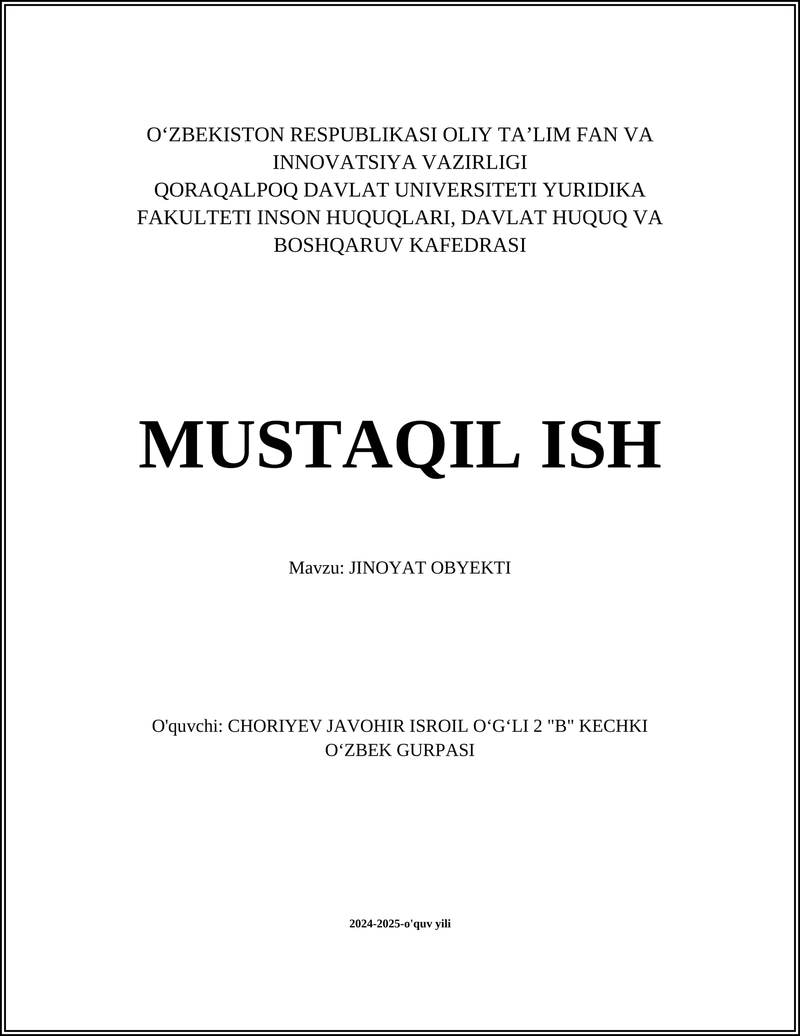 JINOYAT OBYEKTI