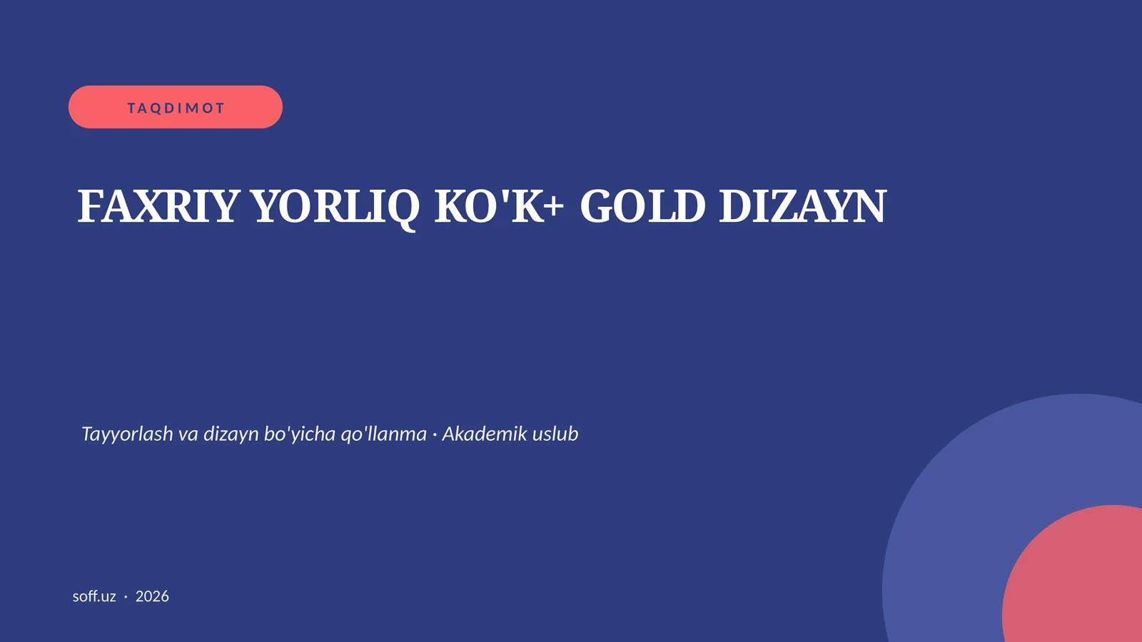 Faxriy Yorliq KO'K+ GOLD DIZAYN