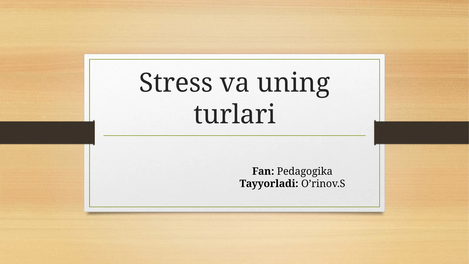 Stress va uning turlari