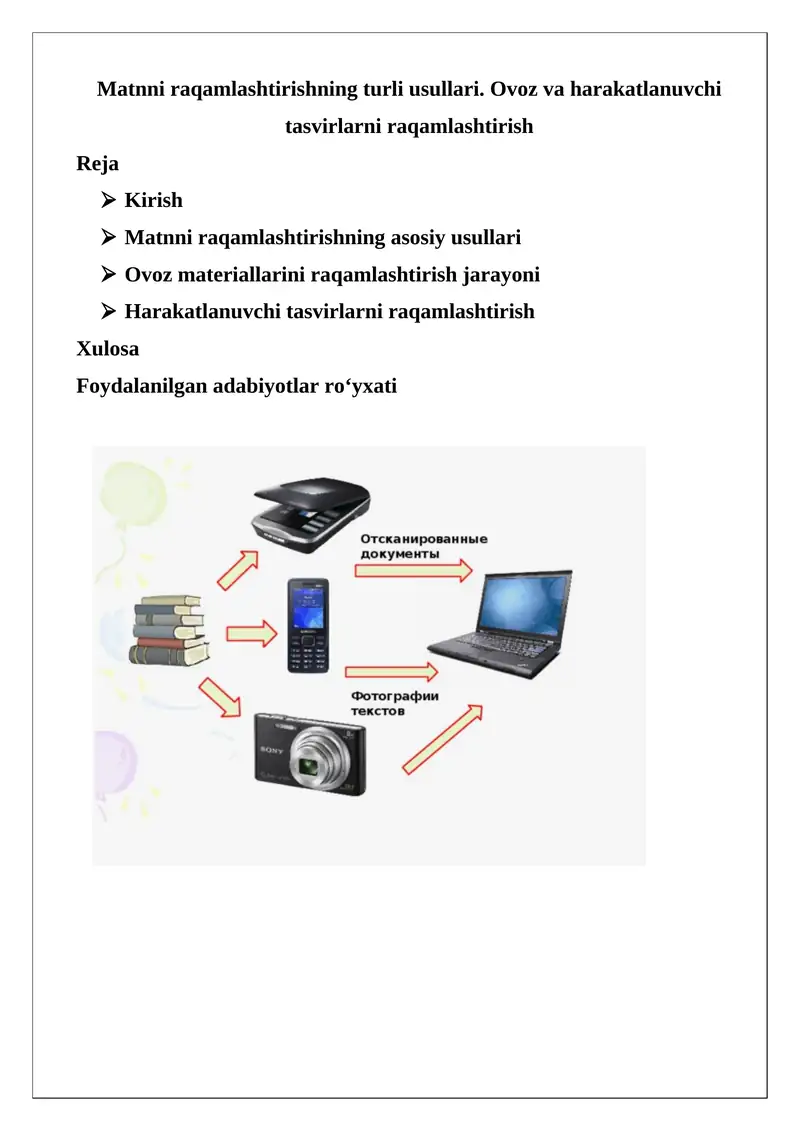 Raqamlashtirish usullari