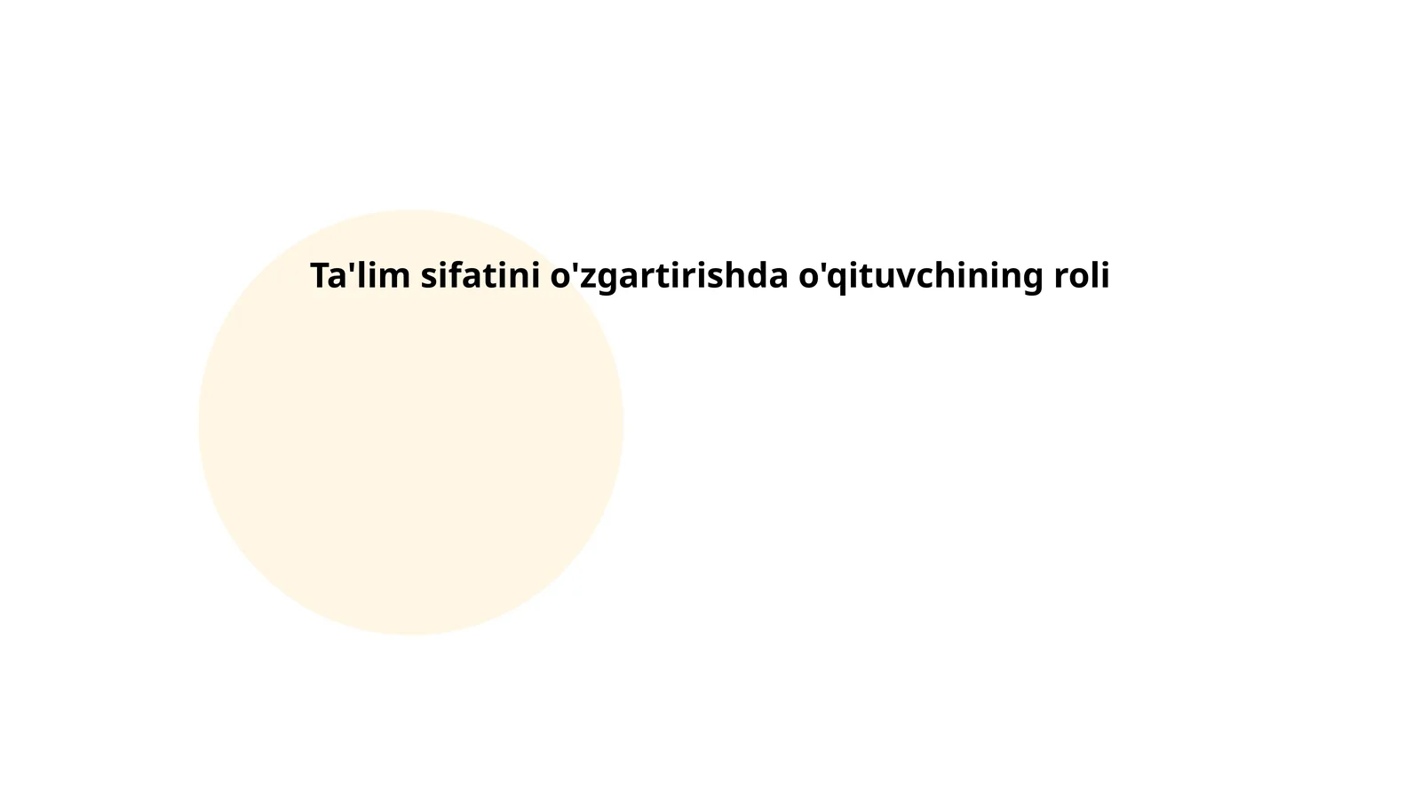 Ta'lim sifatini o'zgartirishda o'qituvchining roli