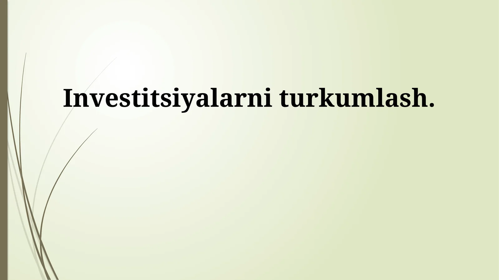 Investitsiyalarni turkumlash