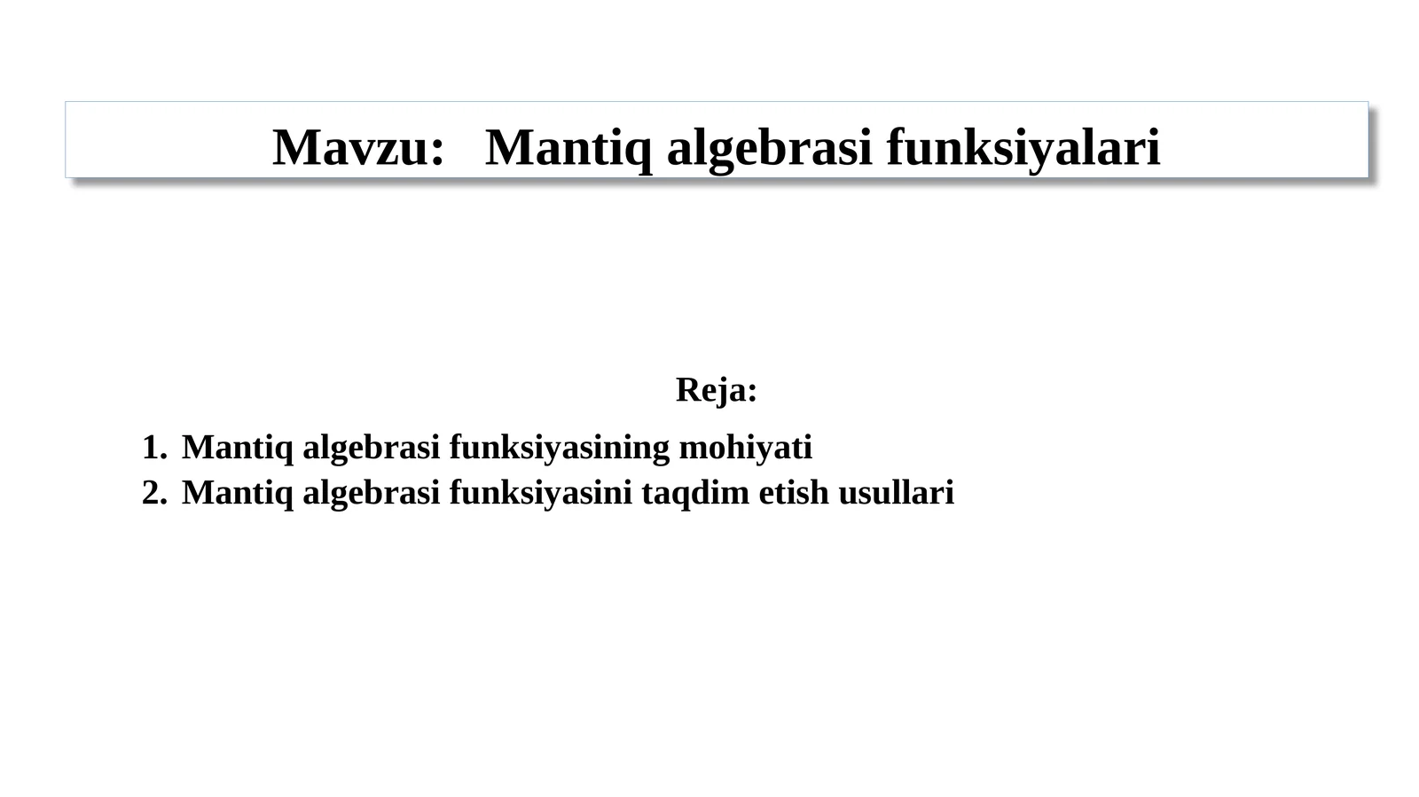 Mantiq algebrasi funksiyalari