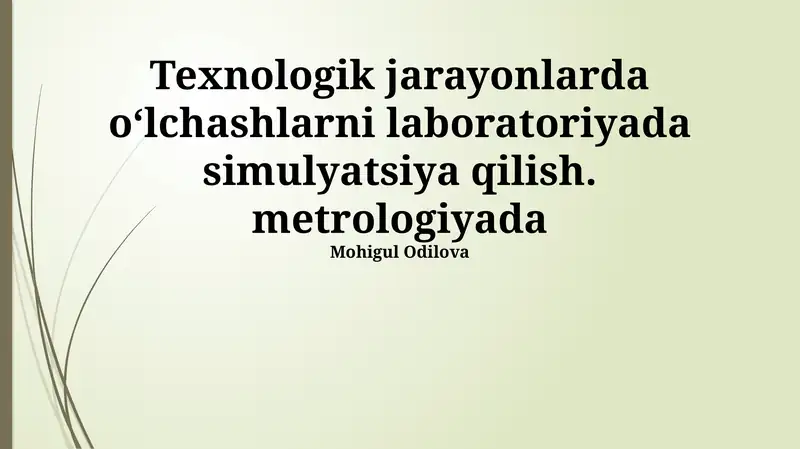 Texnologik jarayonlar o'lchovlarini simulyatsiya qilishning asoslari