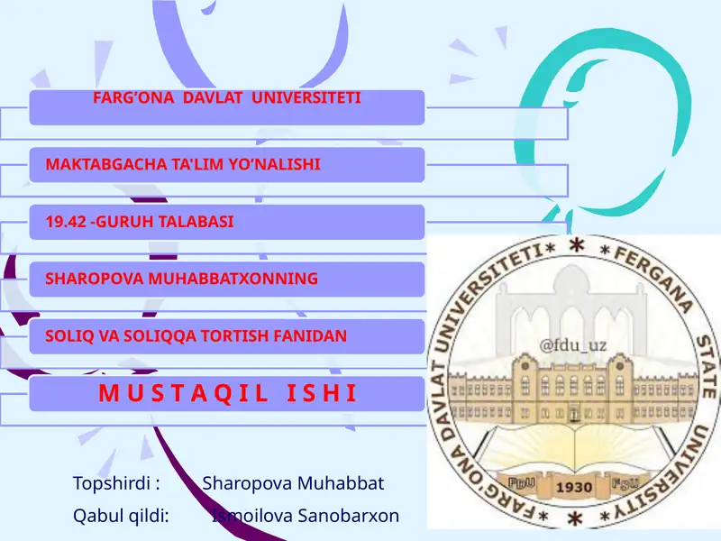 soliq hisobchiqaruvchi faoliyat