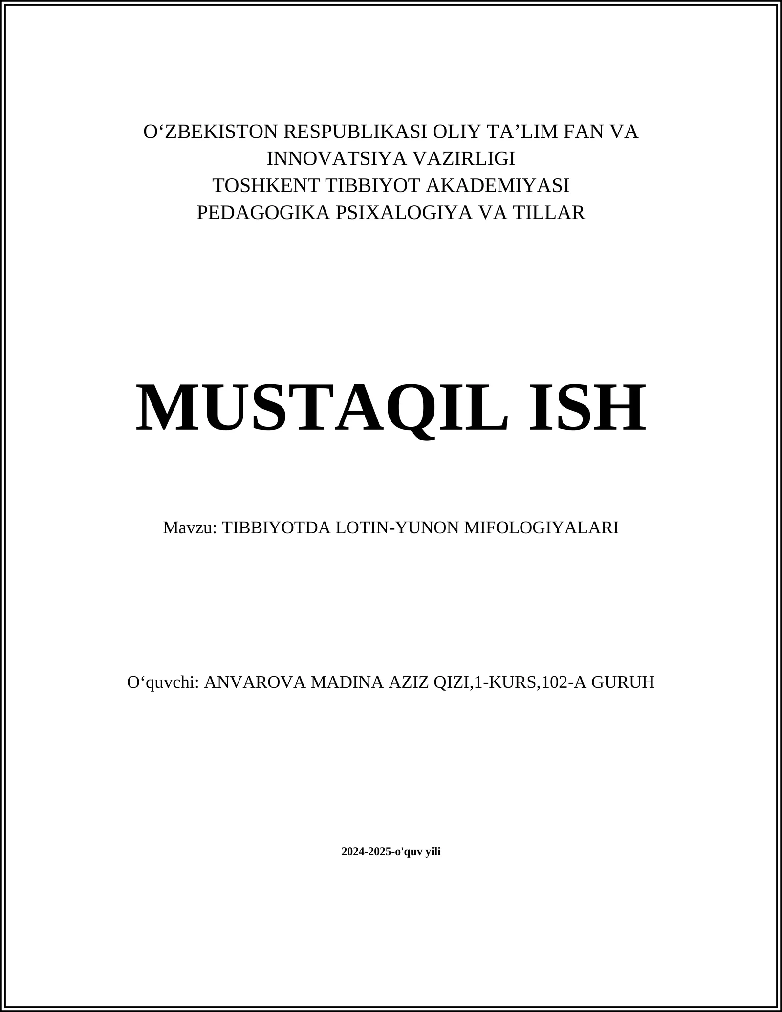 TIBBIYOTDA LOTIN-YUNON MIFOLOGIYALARI