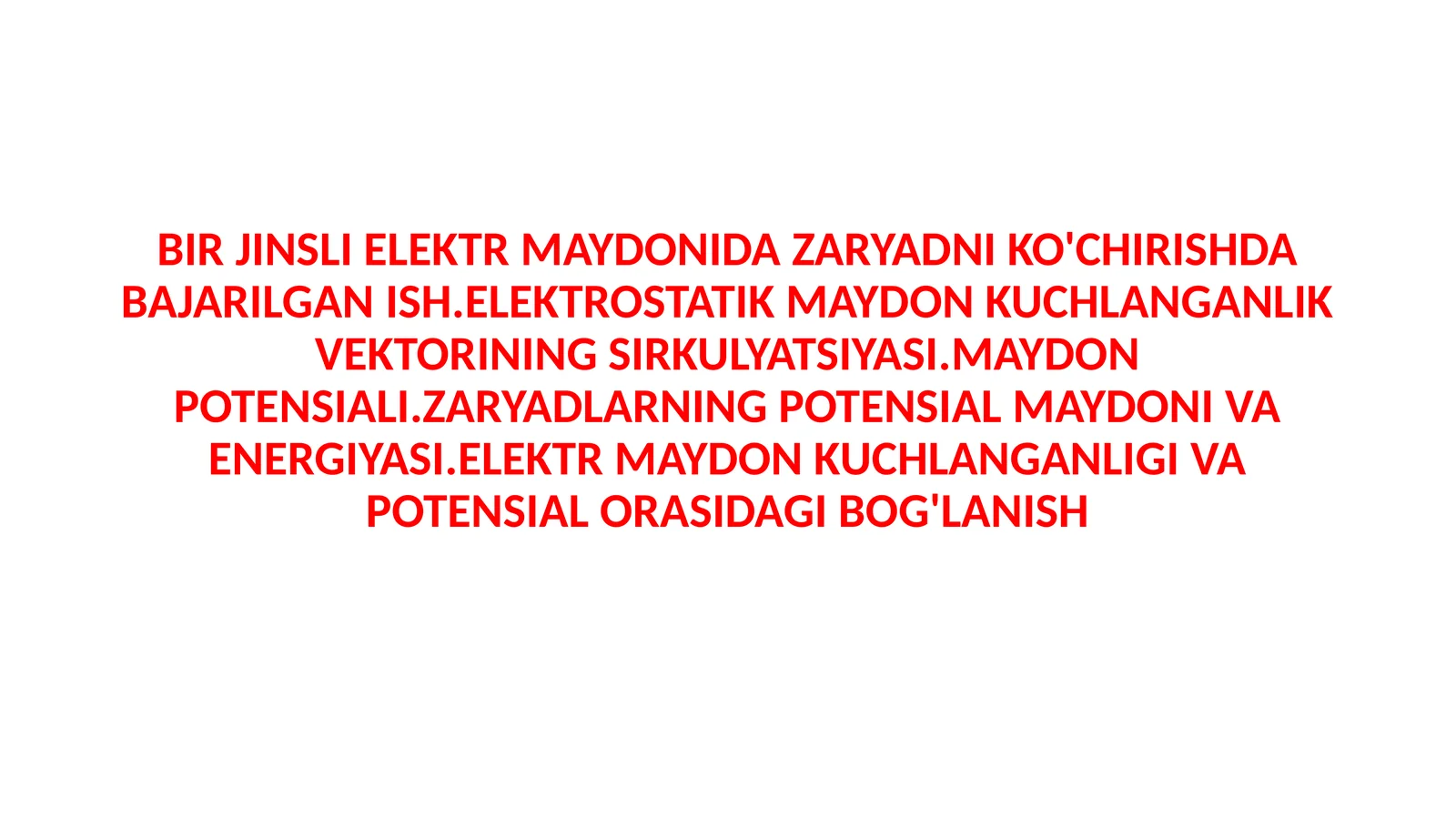 Elektrostatik Maydonlar