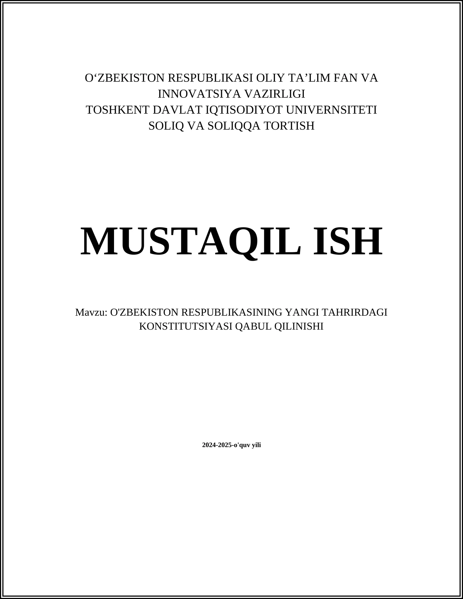 O'ZBEKISTON RESPUBLIKASI KONSTITUTSIYASINING YANGI TAHRIRDAGI QABUL QILINISHI