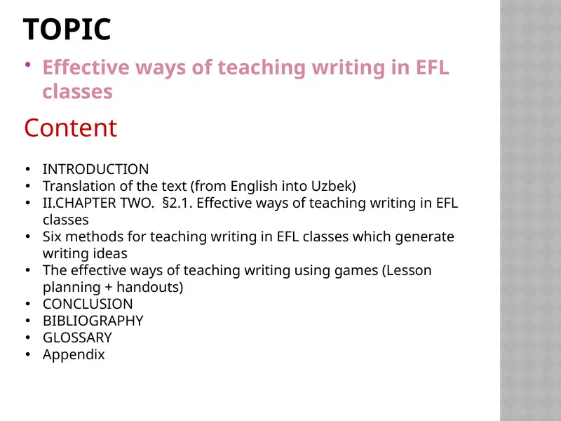 Effective ways of teaching writing in EFL classes