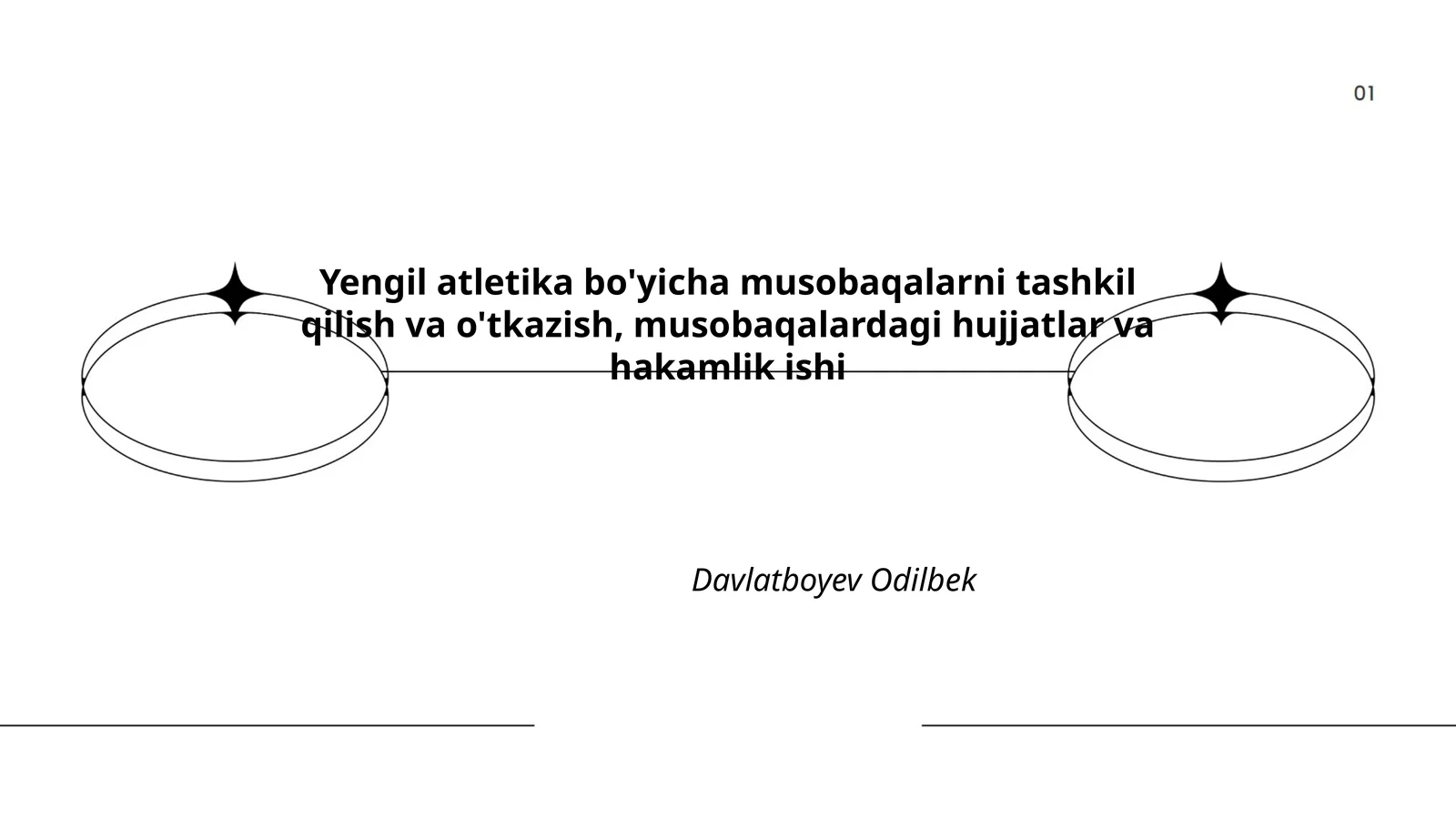 Yengil atletika bo'yicha musobaqalarni tashkil qilish va o'tkazish, musobaqalardagi hujjatlar va hakamlik ishi