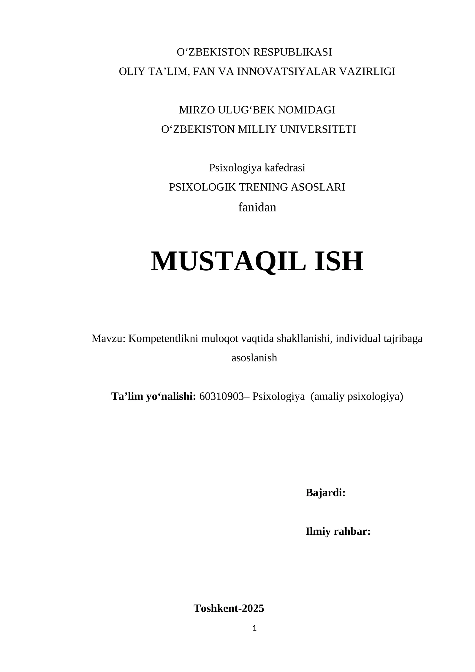 Psixologik trening asoslari