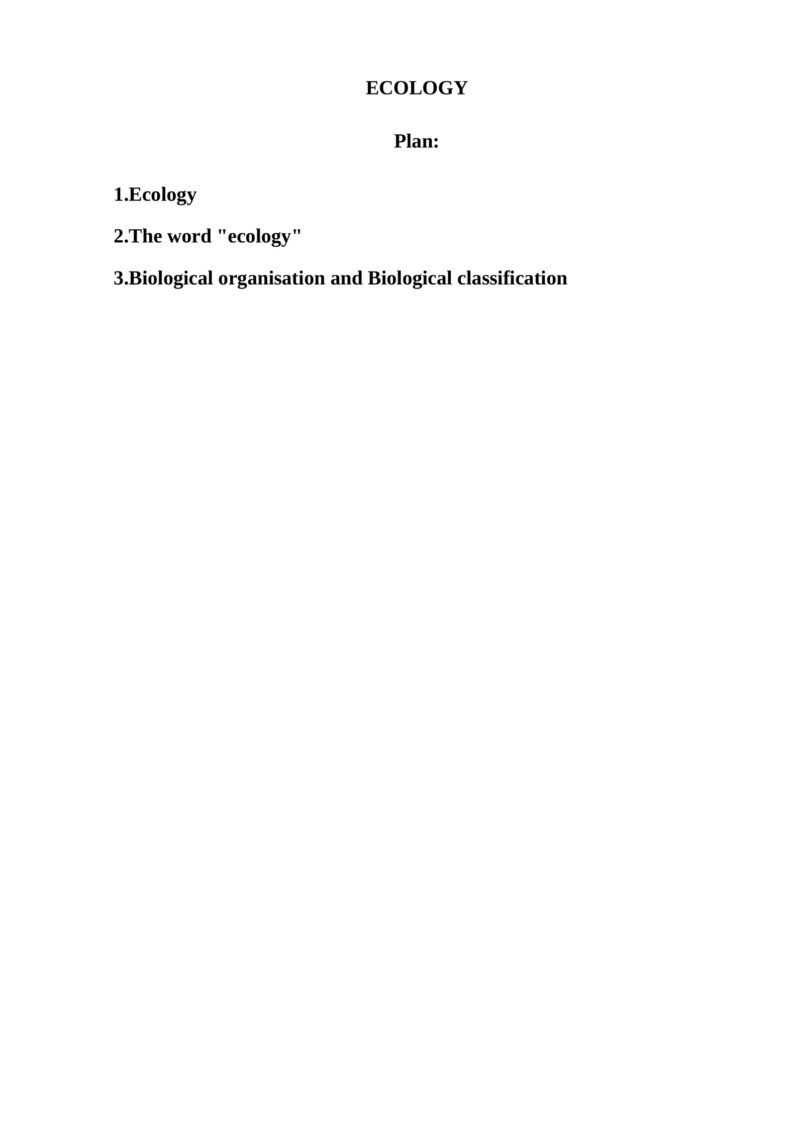 ECOLOGY