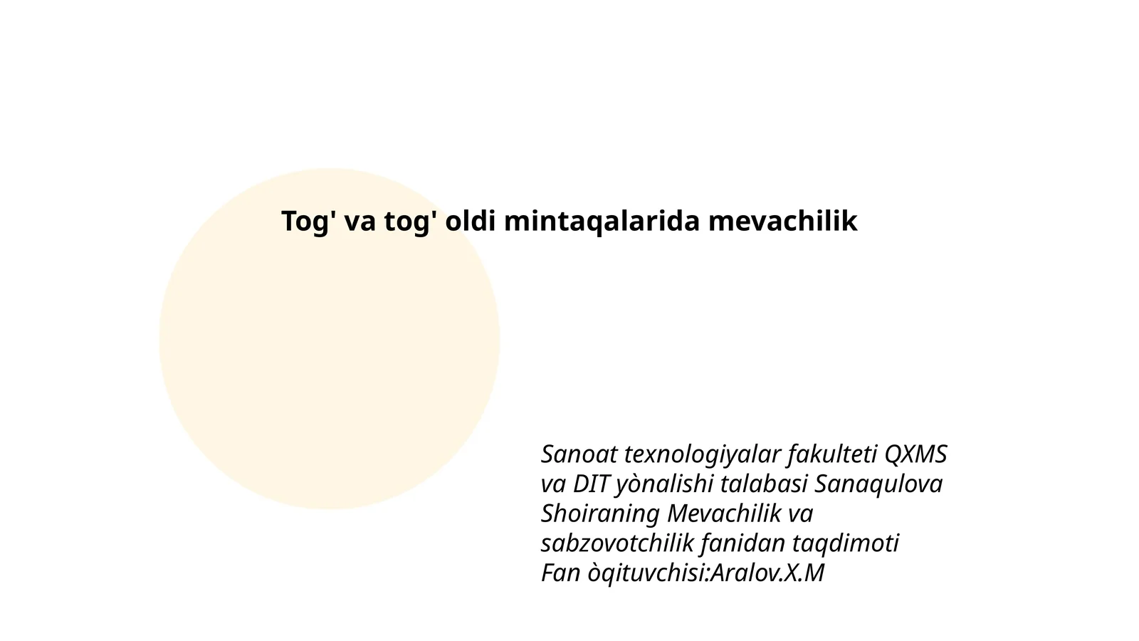 Mevachilik va sabzovotchilik