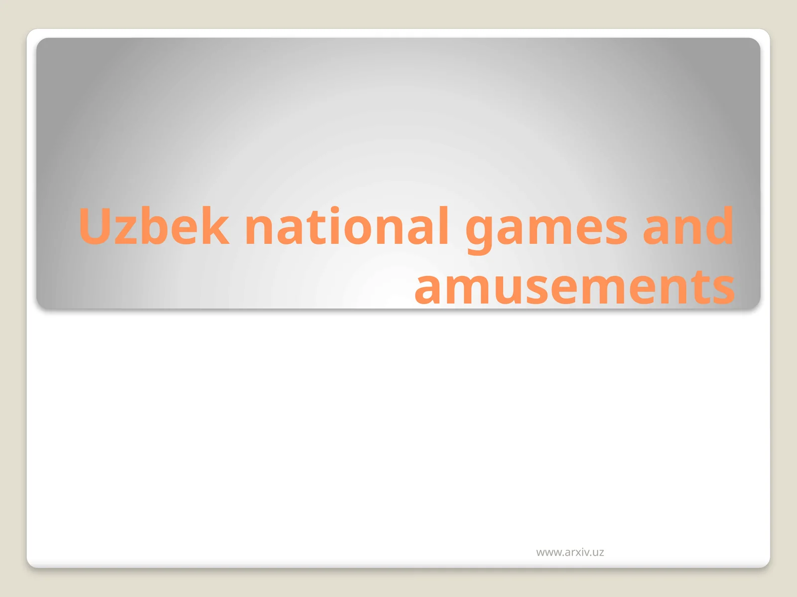Uzbek national games and amusements
