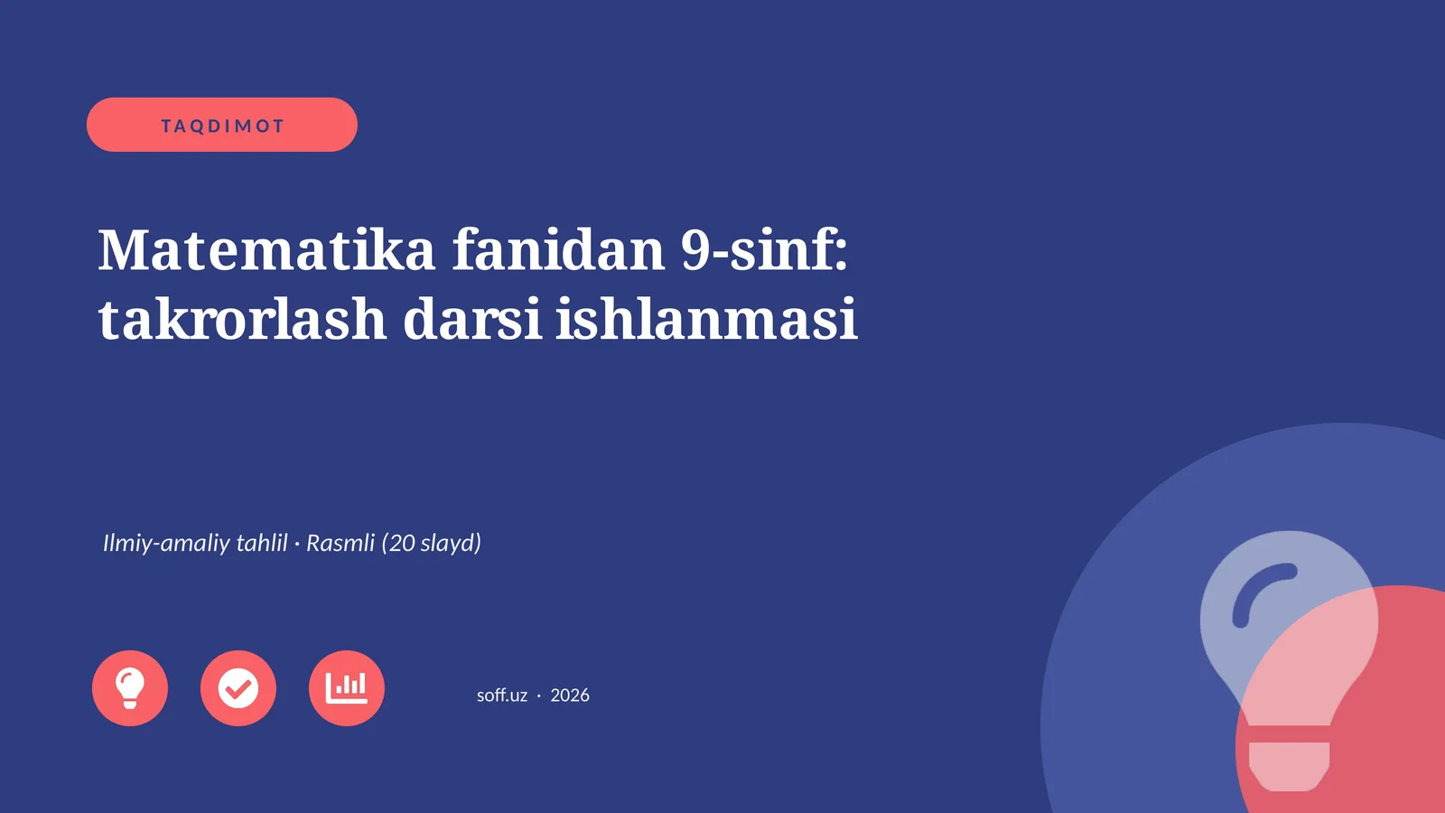 Matematika fanidan 9-sinf: takrorlash darsi ishlanmasi
