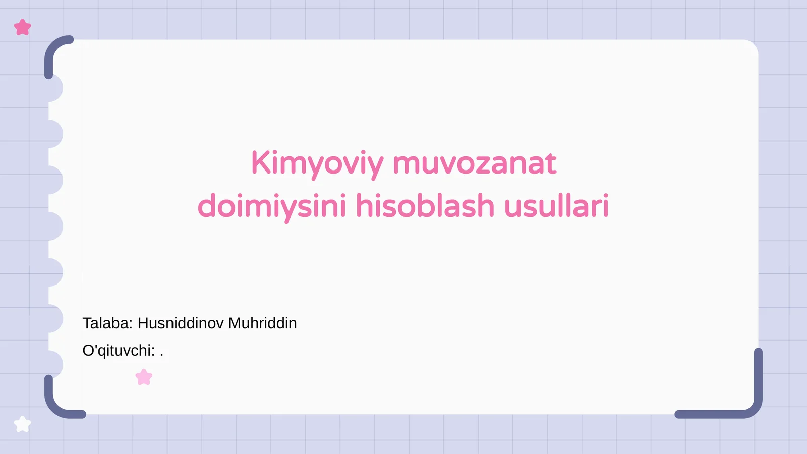 Kimyoviy muvozanat doimiysini hisoblash usullari