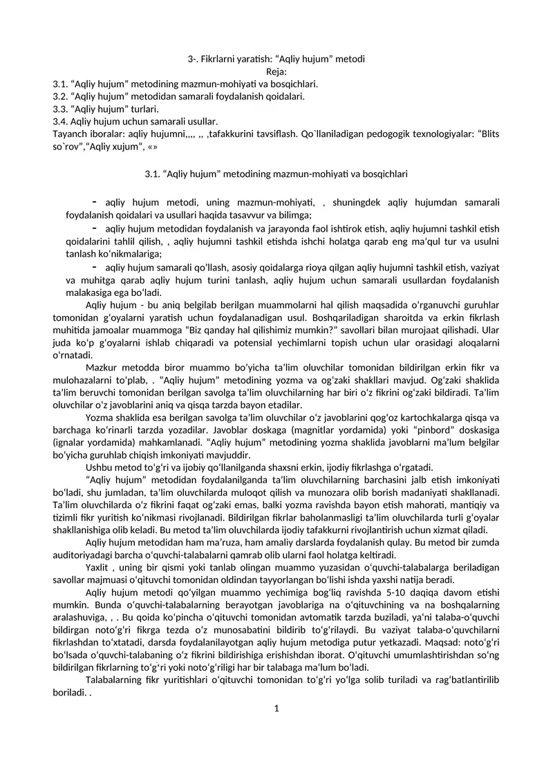 Aqliy hujum metodlari