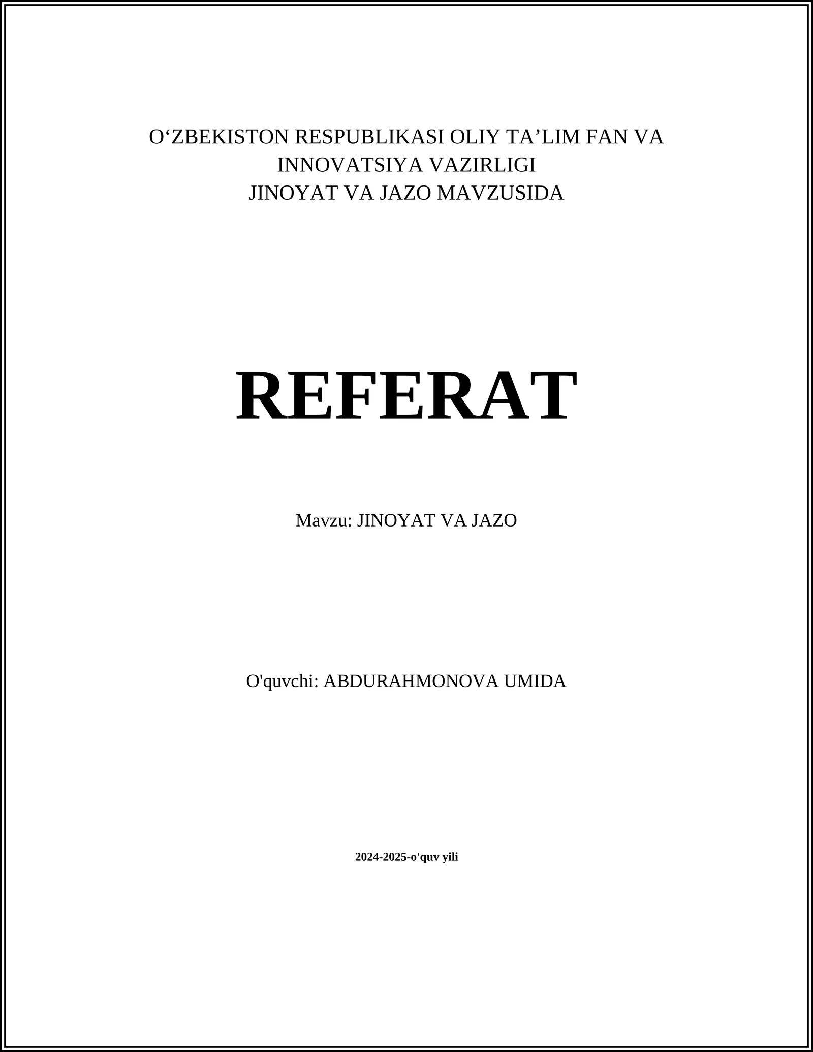 JINOYAT VA JAZO REFERAT