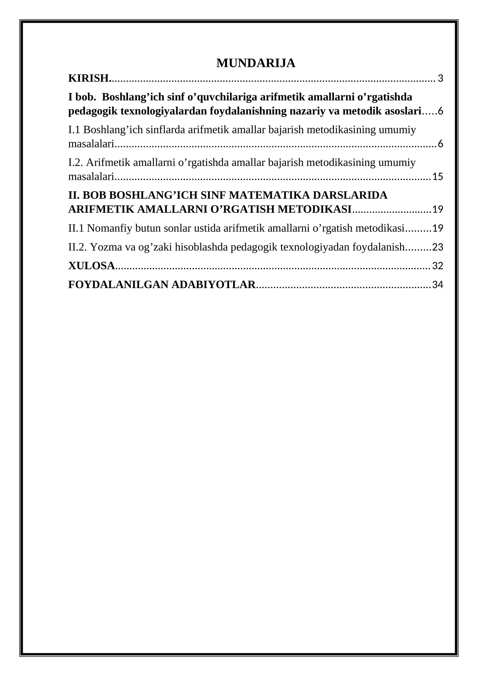 BOSHLANG’ICH SINF MATEMATIKA DARSLARIDA ARIFMETIK AMALLARNI O’RGATISH METODIKASI