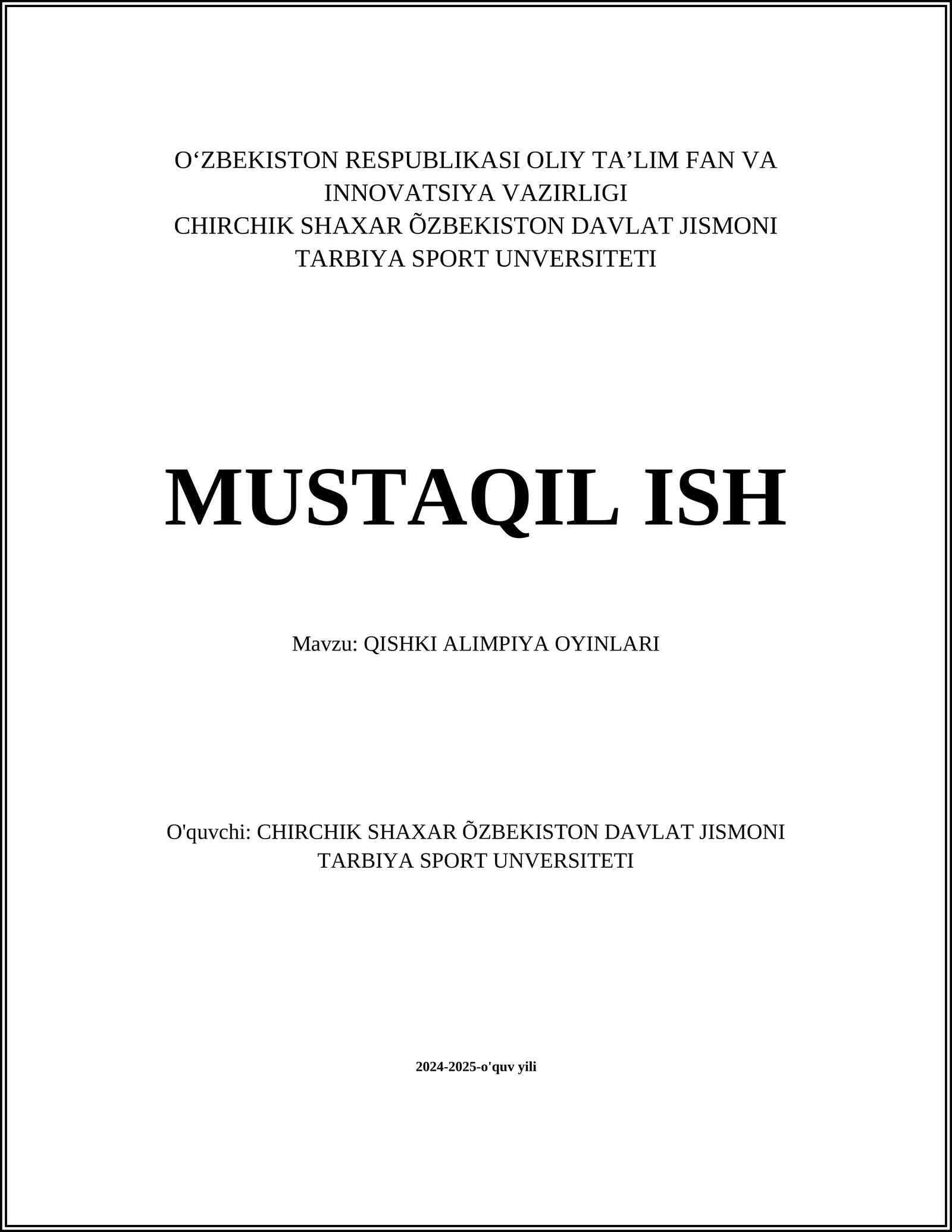 QISHKI ALIMPIYA OYINLARI