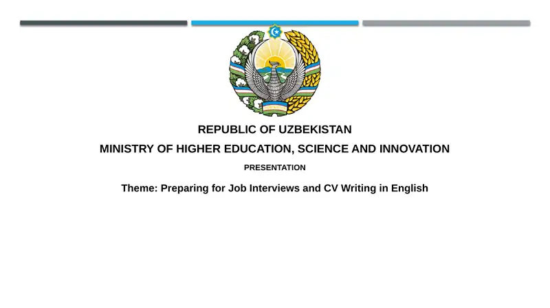 Preparing for Job Interviews and CV Writing in English