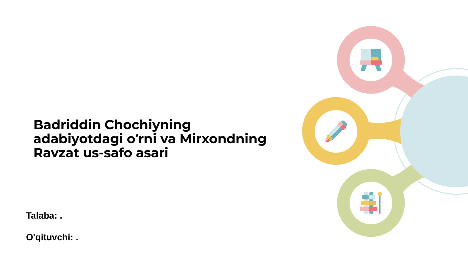 Badriddin Chochiyning adabiyotdagi oʻrni va Mirxondning Ravzat us-safo asari