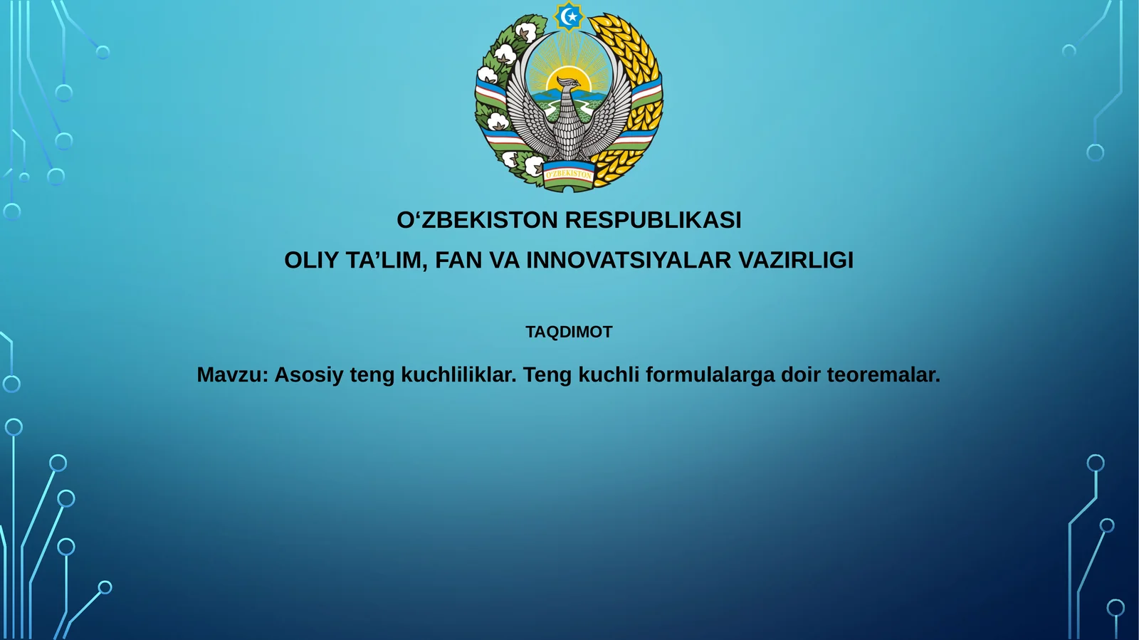 Asosiytengkuchliliklar. Tengkuchliformulalargadoirteoremalar