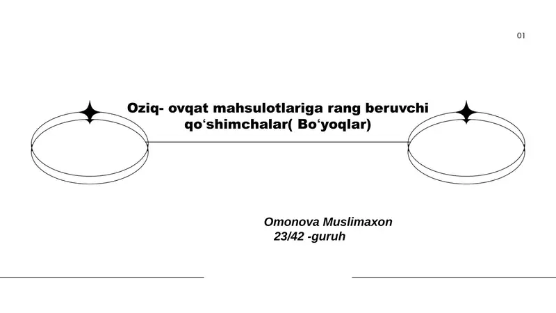 Oziq-ovqat mahsulotlariga rang beruvchi qoʻshimchalar( Boʻyoqlar)