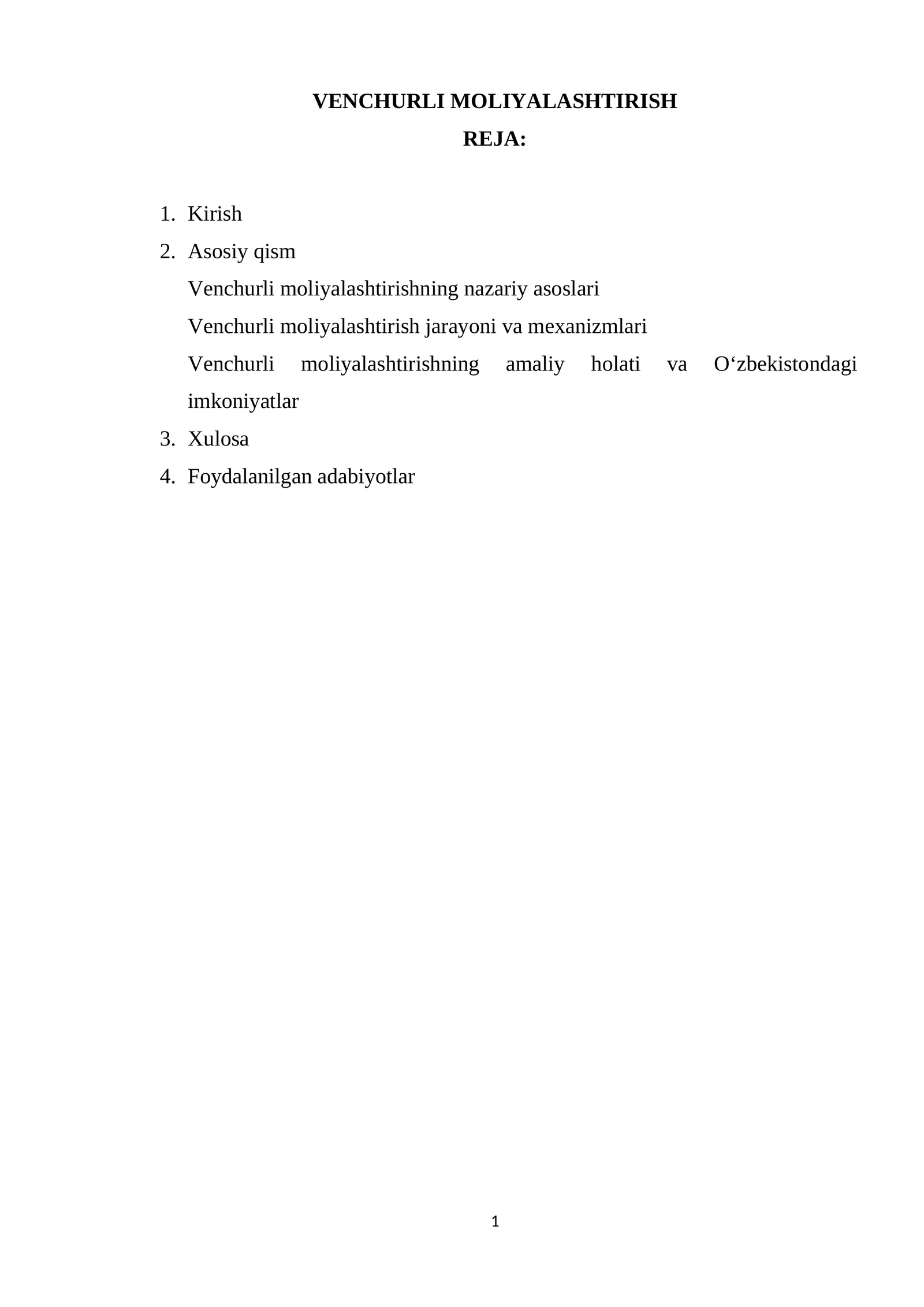 Venchurli moliyalashtirish