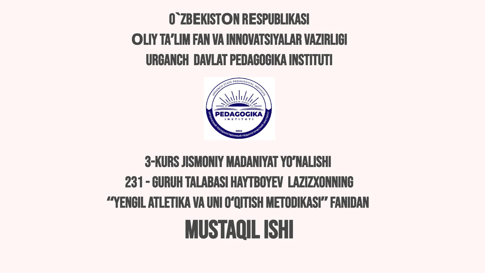 Yengil atletika turlari bo'yicha musobaqa o'tkazish va hakamlik qilish