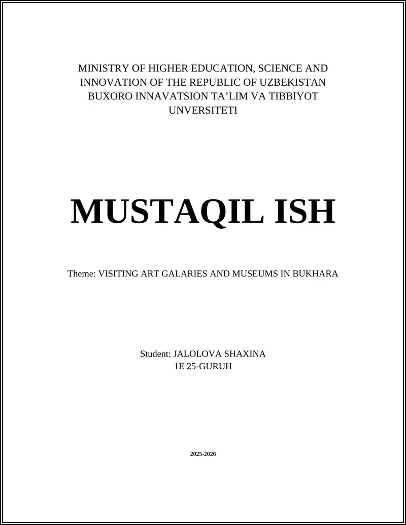 VISITING ART GALARIES AND MUSEUMS IN BUKHARA