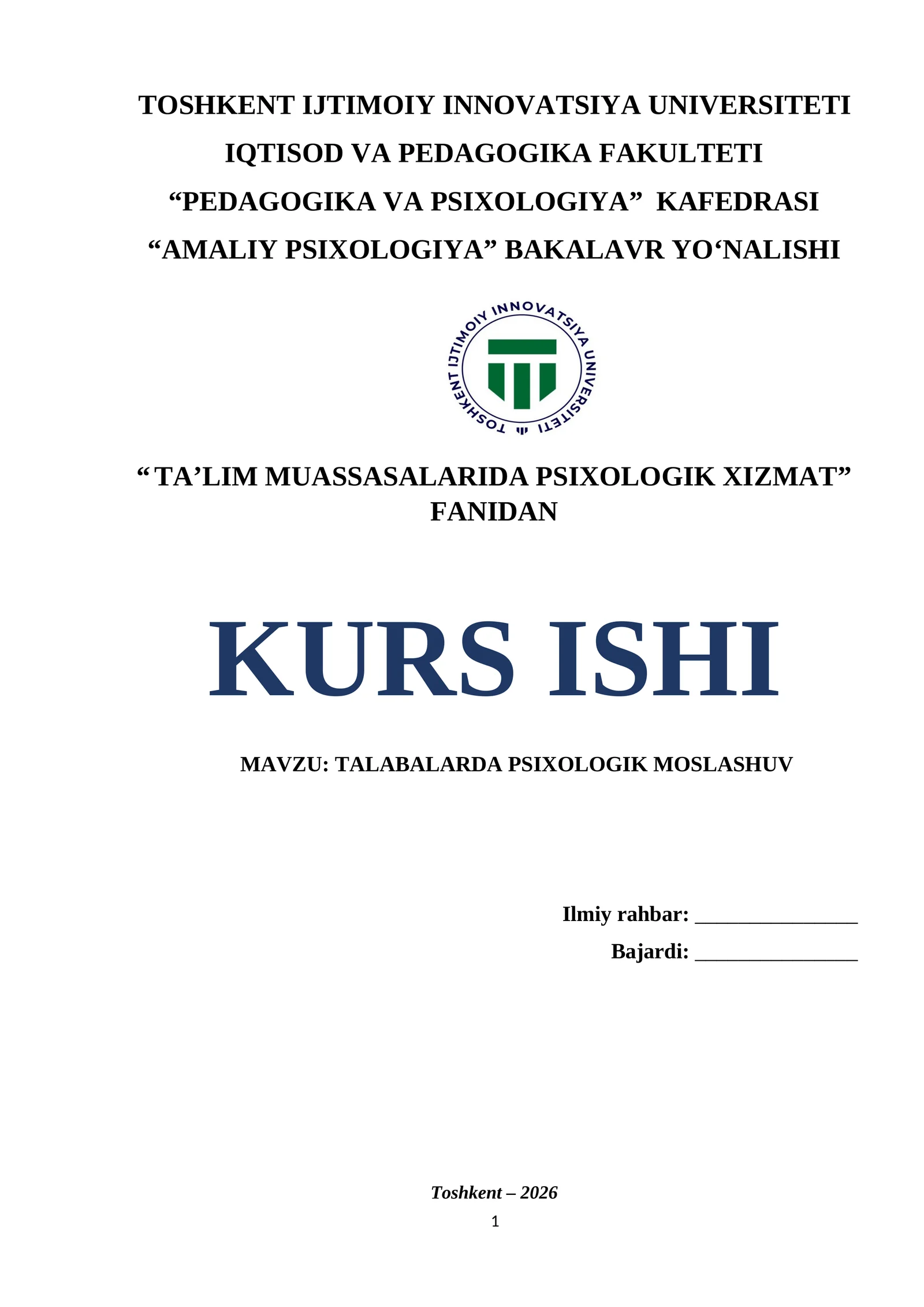 Talabalarda psixologik moslashuv