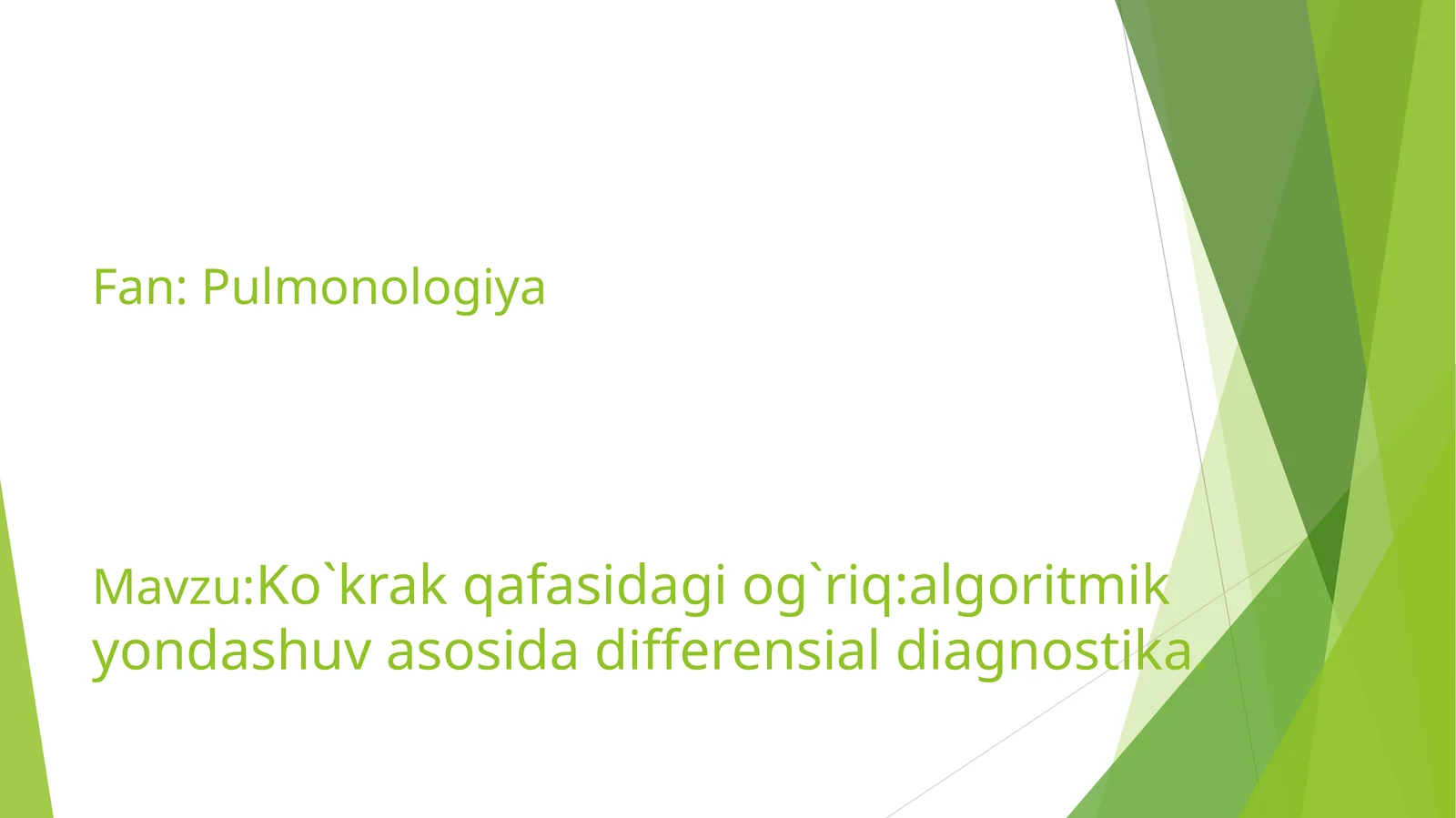 Ko`krak qafasidagi og`riq:algoritmik yondashuv asosida differensial diagnostika