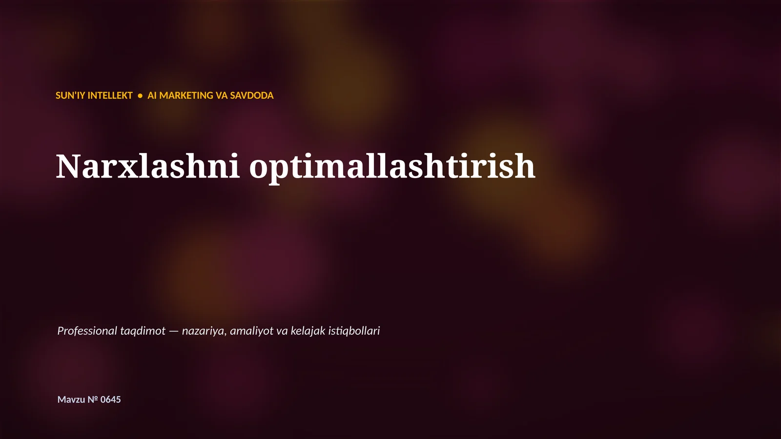 SUN'IY INTELLEKT • AI MARKETING VA SAVDODA