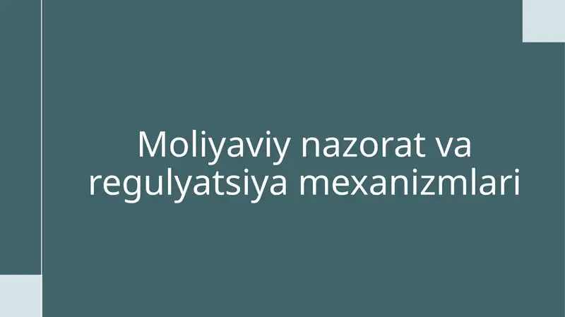 Moliyaviy nazorat va regulyatsiya mexanizmlari