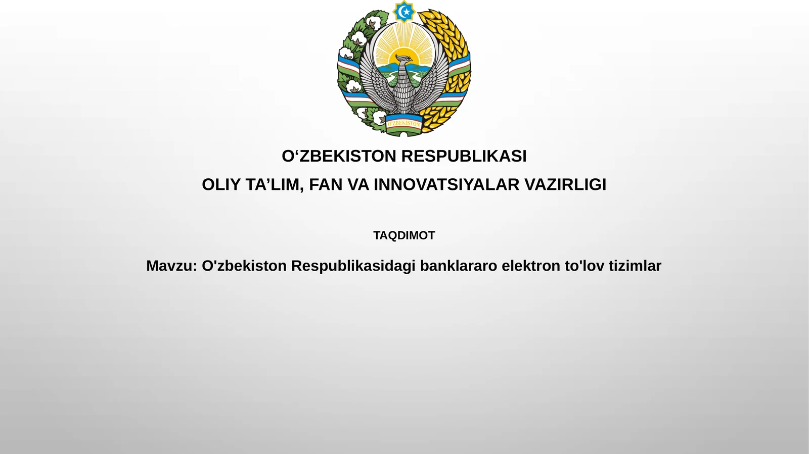 O'zbekiston Respublikasidagi banklararo elektronto'lovtizimlar