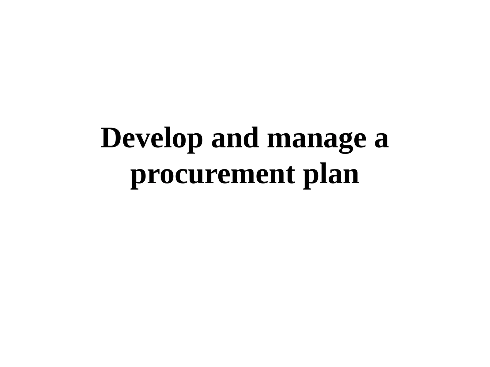 Procurement Plan Development Guide