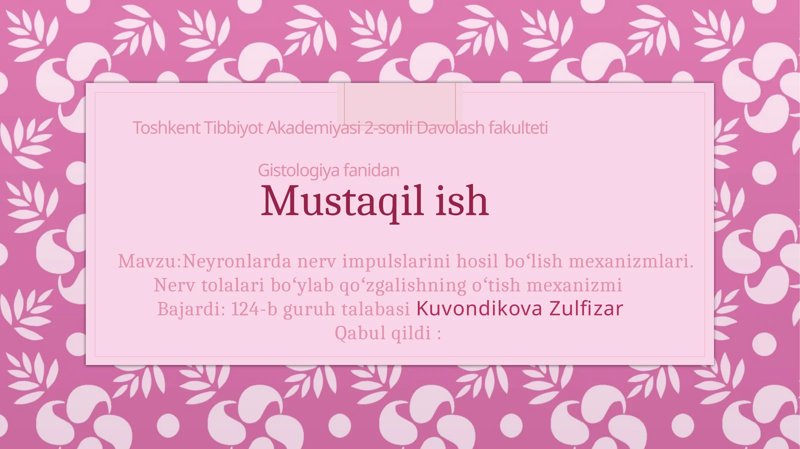 Neyronlardan ervimpulslarini hosil bo‘lish mexanizmlari