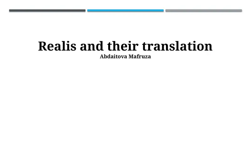 Realis and their translation