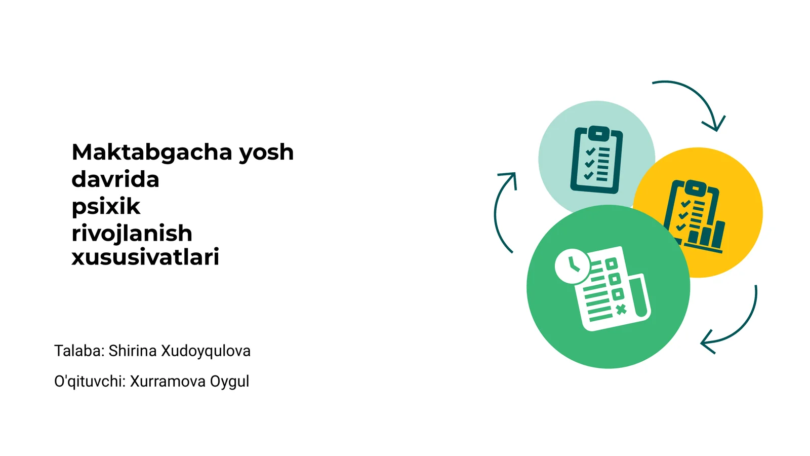 Maktabgacha yoshda Psixik Rivojlanish